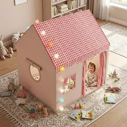 Дитячий намет ігровий із кольоровими кульками 120х100х60 см, Рожевий / Будинок-намет для дітей / намет у формі будиночка - мініатюра 5