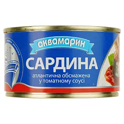 Уцінка. Сардини в томатному соусі Аквамарин обсмажена 230 г (614580) 