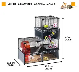 Модульна клітка для хом'яків та мишей Ferplast Multipla Hamster Lagre з аксесуарами чорна 107.5x37.5x42 см 57007417 - мініатюра 3