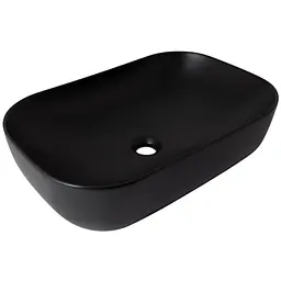 Раковина накладна Qtap Robin 600x390x150 мм, Matt Black, прямокутна, без донного клапана QT132143PMBMBN