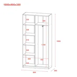 Распашный Шкаф Doros Студент Дуб Сонома/Белый 90х38х180 (40908067) - миниатюра 9