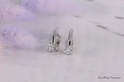 Сережки з білого золота з фіанітами S-0088