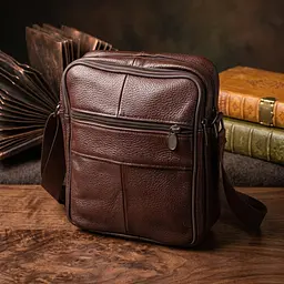 Зручна чоловіча сумка з натуральної шкіри 22858 Vintage коричнева - мініатюра 4