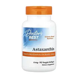 Витаминно-минеральный комплекс Doctor's Best Астаксантин, 6 мг, Astaxanthin, 90 вегетарианских капсул (DRB-00367)