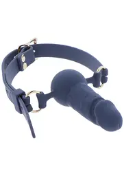 Кляп у вигляді фалоса Silicone Penis Ball Gag Blue SCALA 30-17359-X-BLUE 100290 - мініатюра 5
