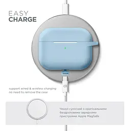 Силіконовий чохол для навушників Apple AirPods Pro, Hang Case, блакитний, ультратонкий захисний кейс товщиною 2 мм, захист від подряпин, пилу та ударів, компактний, з карабіном для кріплення, ArmorStandart (ARM56063) - мініатюра 7