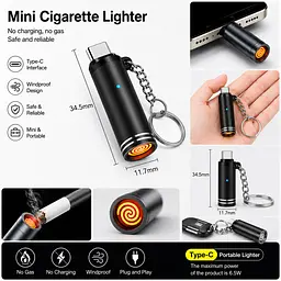 Портативний USB Type-C запальник з вітрозахистом - мініатюра 2
