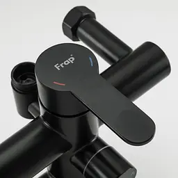 Душова система Frap F24801-6, поворотний вилив - перемикач на лійку, 1 режим, чорний, Чорний матовий - мініатюра 2