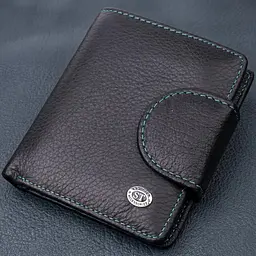 Шкіряний стильний гаманець з монетницею зовні ST Leather 19454 чорний