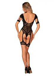 Нейлоновий бодістокінг з імітацією гартер Obsessive Bodystocking G334 S/M/L, black, з доступом - мініатюра 4