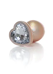Анальна пробка - Jewellery Pearl Gold Heart Plug Clear L - мініатюра 4
