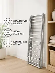 Електрична сушарка для білизни складана 18 прутів 146×55×74 см 230 W до 15 кг (49676054) - мініатюра 4