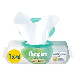 Дитячі вологі серветки Pampers Harmonie New baby 46 шт (8006540815885) - мініатюра 2