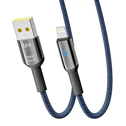 Кабель для заряджання та обміну даними Yoki YK-SM31 SMART Series USB/Lightning 12W 2.4A/5V 1.2 м Чорно-Синій - мініатюра 8