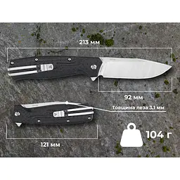 Ніж складаний туристичний SRM 221X-GB (9.2 см) 14C28N / G10 чорний - мініатюра 12