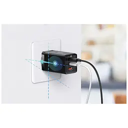 Зарядний пристрій Baseus 2xUSB-C 65 Вт + 1xUSB GaN + кабель USB-C — USB-C 100 Вт 1.0 м чорний (CCGP120201) - мініатюра 2