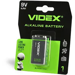 Крона лужна (6LR61), Videx Excellent!, 1 шт, 9V, Blister