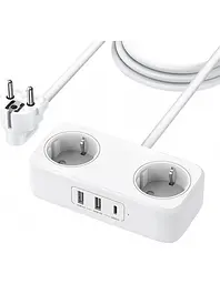 Мережевий зарядний пристрій Ugreen CD280 GaN DigiNest Life 2*USB-A+1*USB-C 30W 1.8m EU білий(50683)