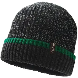 Шапка водонепроникна DexShell Cuffed Beanie розмір S/M 56-58 см чорна з зеленою смугою