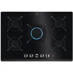 Варильна поверхня газова на склі Electrolux 75 см чугун електронне керування Hob2Hood чорний