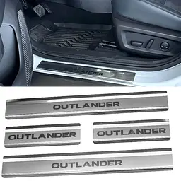 Накладки на пороги для Mitsubishi Outlander IV 2021- Нержавіюча сталь із загином та Логотипом 4 шт (P-MI20)