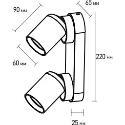 Світильник спот для ламп Eurolamp 2 х 30 Вт GU10 білий (LH2-LED-GU10(white)new) - мініатюра 3