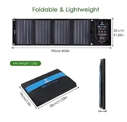 Сонячна панель Solar panel B401 28W + 2xUSB зарядний пристрій - мініатюра 2