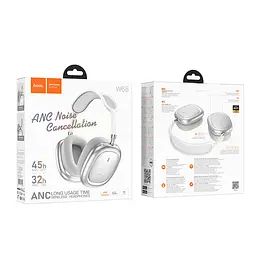 Бездротові накладні навушники HOCO W68 Calma ANC noise-canceling BT headphones(App) Silver (6942007674010) - мініатюра 2