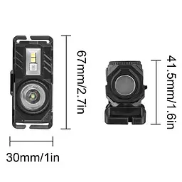 Ліхтар налобний T131-XPE+3SMD із сенсорним керуванням кліпса магніт Li-Ion акумулятор Type-C Чорний - мініатюра 2