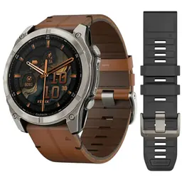 Смарт-часы Garmin Fenix 8 51 мм AMOLED Сапфир Графит/Карбоновый DLC Титан с кожаным ремешком QuickFit 26 мм