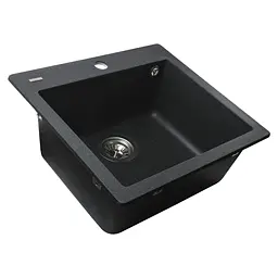 Гранітна мийка Globus Lux AOSTA графiт 490x455мм-А0001 - мініатюра 2