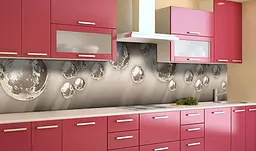 Кухонний фартух Сталеві бульбашки кулі сфери ПВХ 60х250 см Анотація Сірий Happy Pocket Z182351 - мініатюра 3