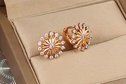 Сережки дитячі Xuping Jewelry парасолька з фіанітами 1.1 см золотисті