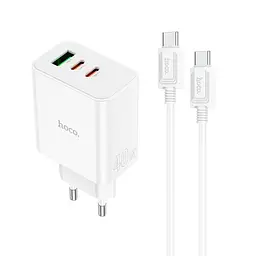 Зарядний комплект Hoco C126a Pure power three-port 40 W з кабелем USB-C USB-C - мініатюра 2