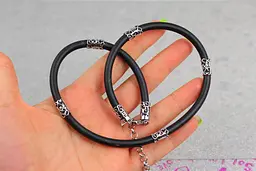 Каучук Xuping Jewelry 42 см 5 мм додатковий ланцюжок 6 см з срібними вставками - мініатюра 2