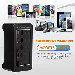 Зарядна станція ILEPO багатопортова на 10 USB портів + 10 Type-C 100 Вт / мережевий мультизарядний пристрій (19017) - мініатюра 8