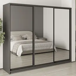 Шафа-купе тридверна MebelStar Комбо BG 3 Дзеркала 250x60x210 см Антрацит (MBS-9265)