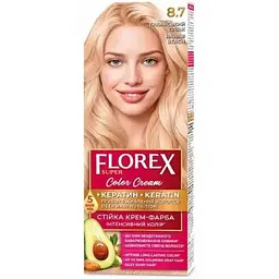Крем-фарба Florex для волосся КЕРАТИН 8.7 Гавайський пляж