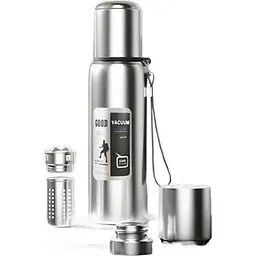 Термос Merlion з ситечком та чашкою 1,5 л, сталевий (ZK-127-1500Grey)