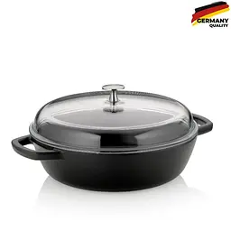 Сотейник чавунний з кришкою KELA Calido 28 см 3,8 л чорний (12466)