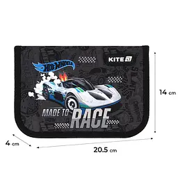 Пенал "Kite" Hot Wheels 1 від., б/н, з 1 відворотом №HW25-621 - мініатюра 2