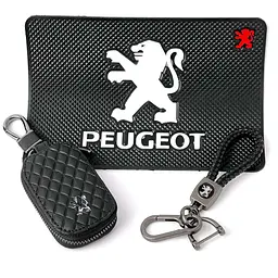 Автонабір №66 для Peugeot килимок / плетений брелок з карабіном і чохол для автоключів
