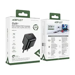 Зарядний пристрій Acefast USB-C 30W Gan A77 mini Fast Charger Black (6974316282662) - мініатюра 5