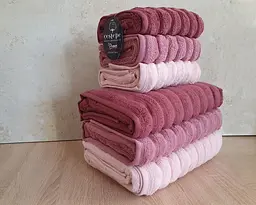 Набір турецьких махрових рушників Cestepe MicroCotton Premium 3 штуки 50x90 + 3 штуки 70х140 Ezgi 5 щільність 600 г/м2 - мініатюра 5
