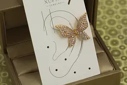 Сережки кафи Xuping Jewelry великий метелик 1,9 см золотисті