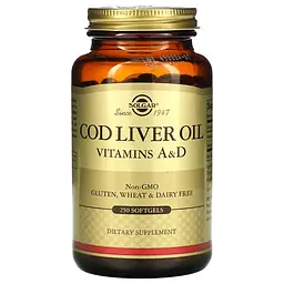 Жирні кислоти Cod Liver Oil Vitamin A & D, 250 капсул Solgar fit0013040 - мініатюра 1