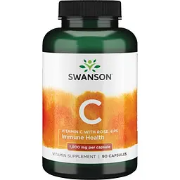 Вітаміни та мінерали Swanson Vitamin C 1000 mg with Rose Hips, 90 капсул