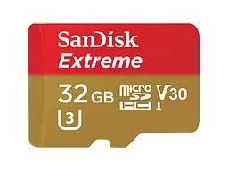 Карта памяти SanDisk Extreme Action microSDHC UHS-I U3 A1 + SD Adapter 32 GB (SDSQXAF-032G-GN6MA)