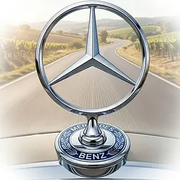 Емблема приціл на капот Mercedes-Benz Хром+напис Чорний 55 мм Універсальний метал на скотчі (Завод)