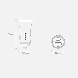 Автомобільний зарядний пристрій Baseus Golden Contactor Pro Dual Quick Charger USB+Type-C 40W CCJD-0G Grey - мініатюра 5